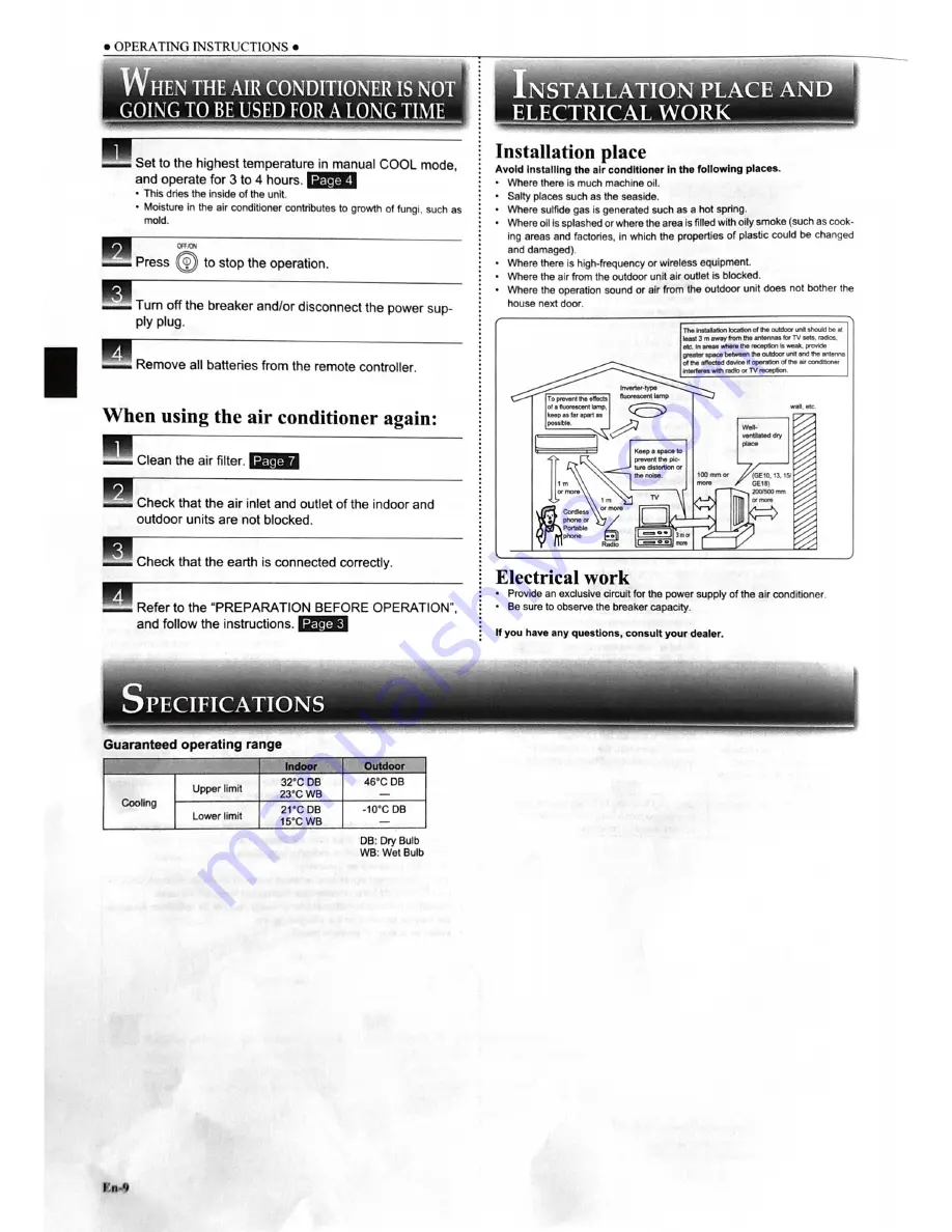 Mitsubishi Electric Starmex MSY-GE10VA Operating Instructions Manual Download Page 10