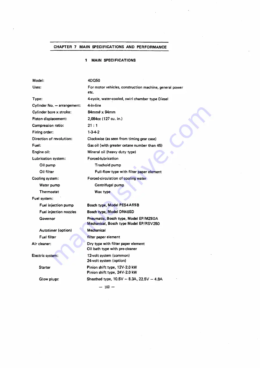 Mitsubishi 4DQ50 Service Manual Download Page 111