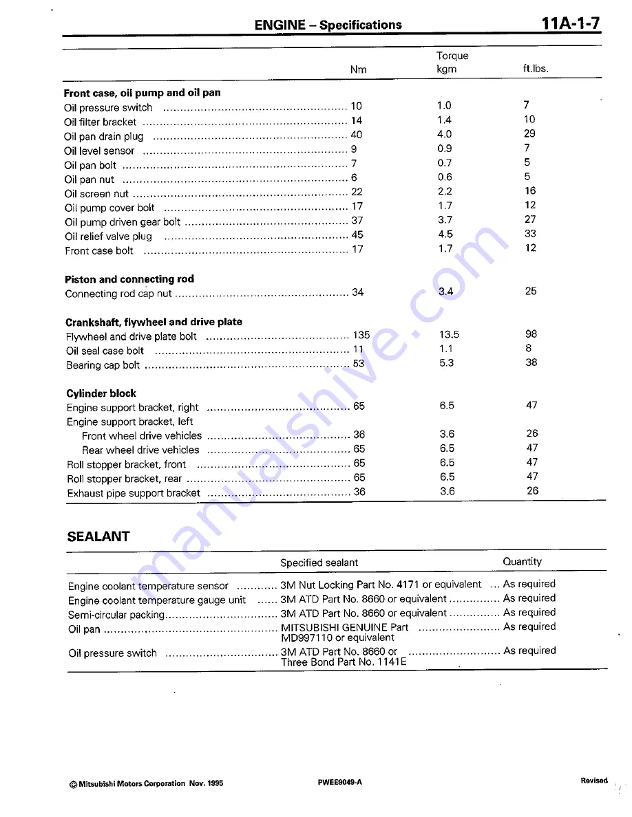 Mitsubishi 4G3 series Workshop Manual Download Page 14