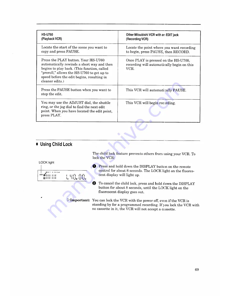 Mitsubishi HS-U760 Owner'S Manual Download Page 71