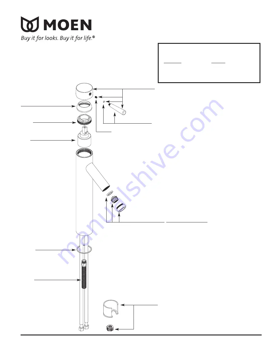 Moen Brushed Nickel 6111BN Illustrated Parts List Download Page 2