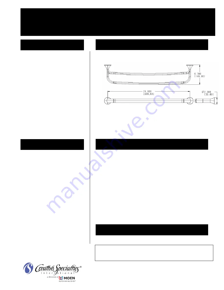 Moen Fina YB9222 Technical Specifications Download Page 1