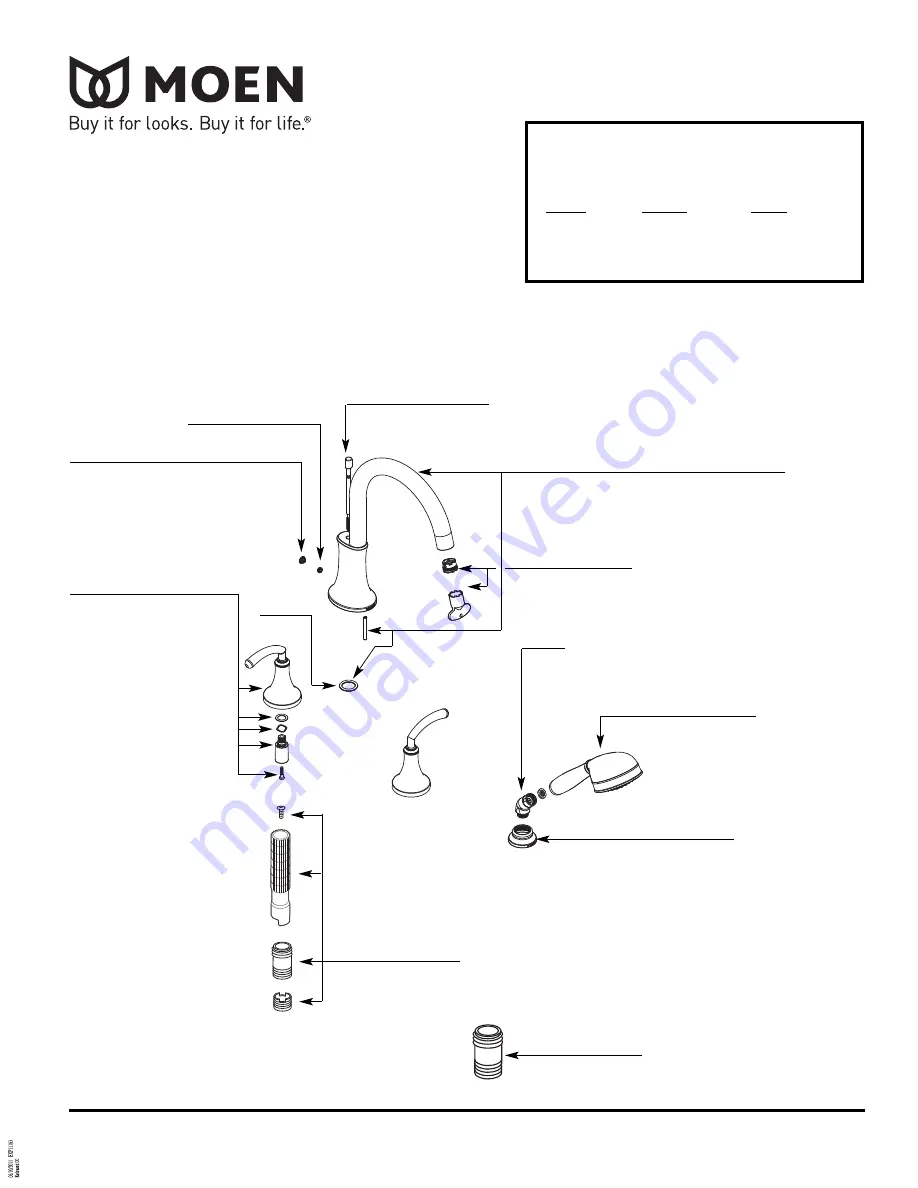 Moen ICON T964BB Illustrate Parts List Download Page 1