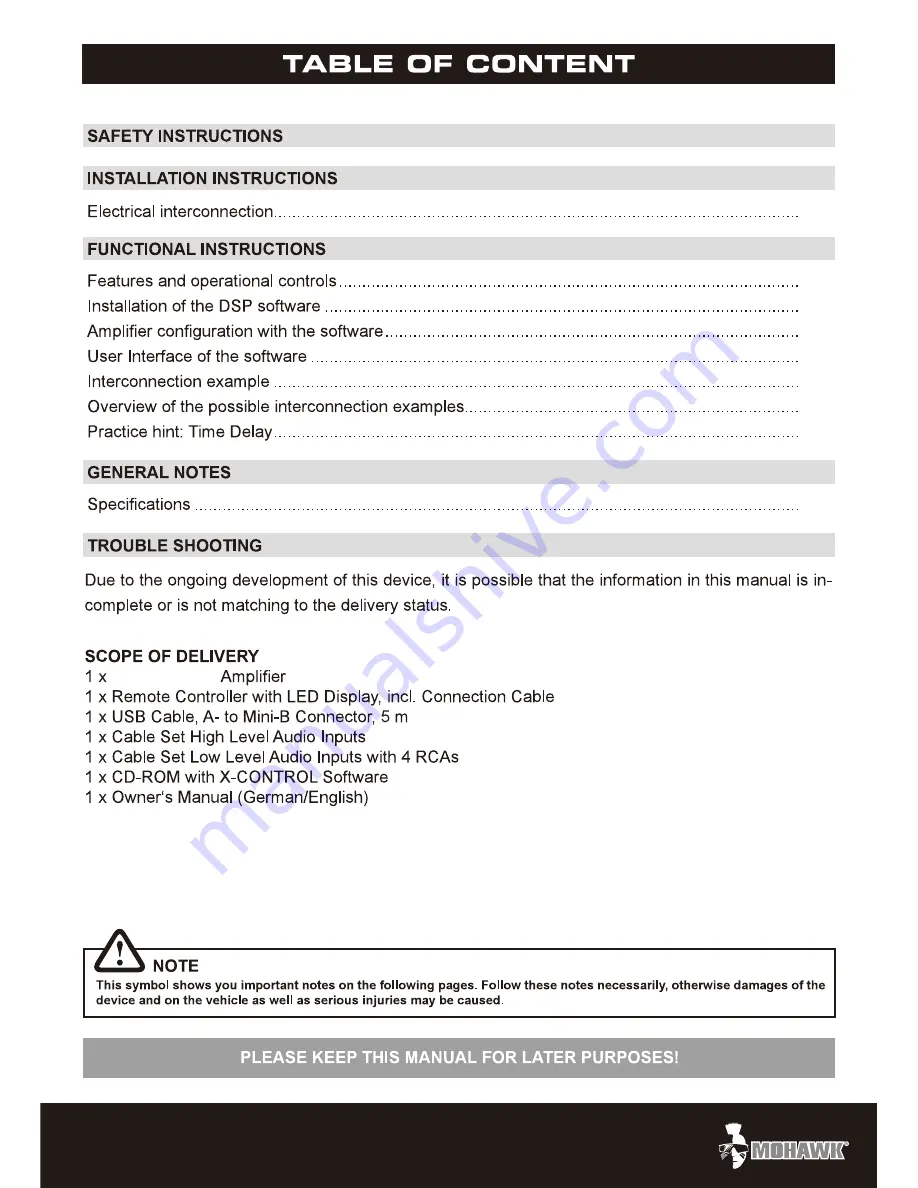 Mohawk MC 600.4DSP Manual Download Page 2