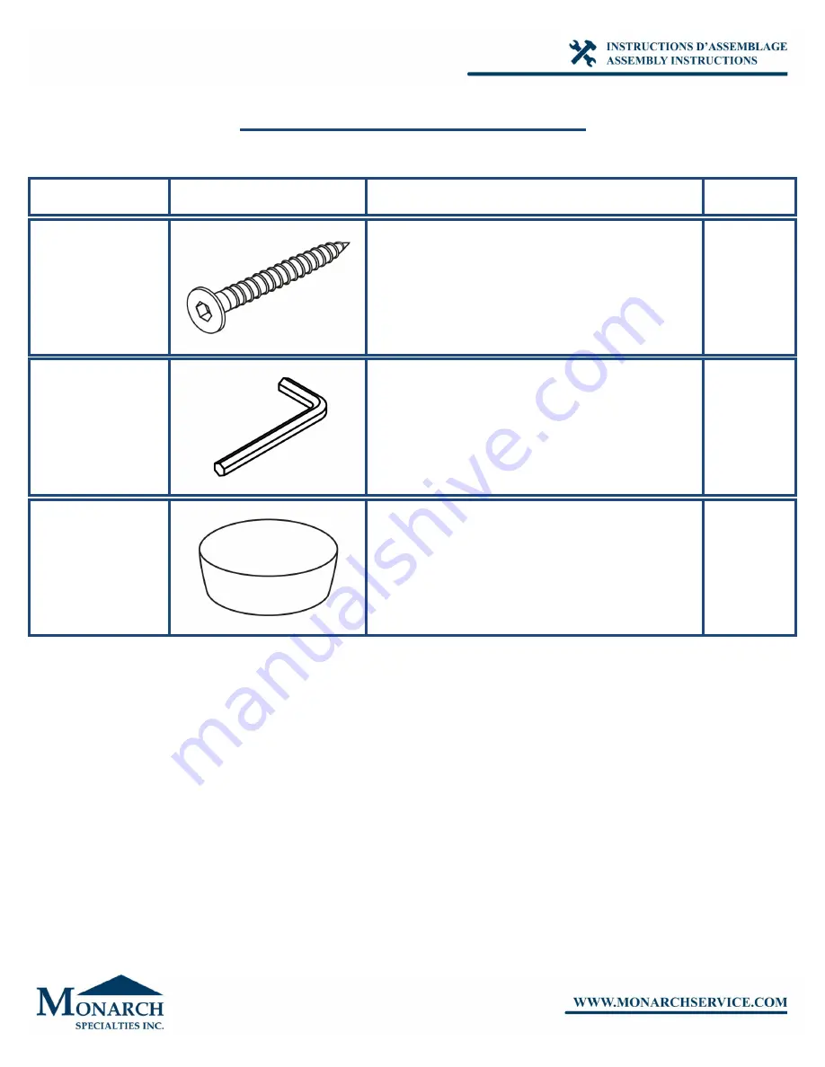 Monarch Specialties I 1531 Assembly Instructions Manual Download Page 3