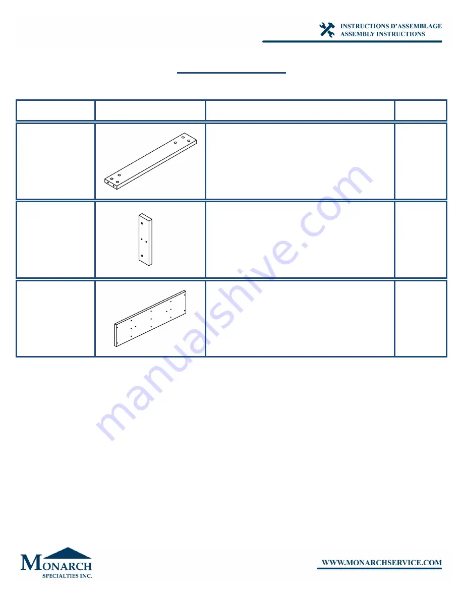 Monarch Specialties I 2460 Assembly Instructions Manual Download Page 3