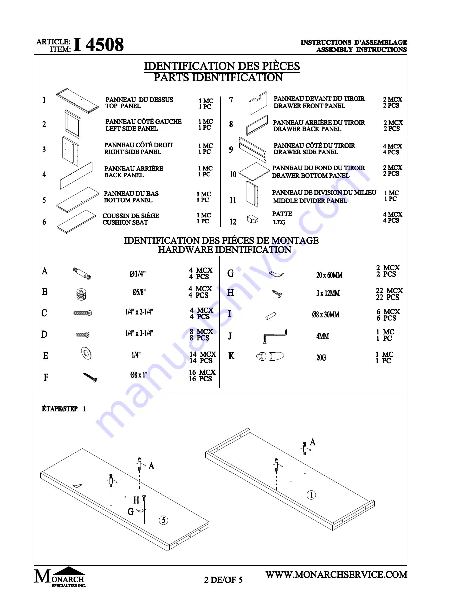 Monarch Specialties I 4508 Скачать руководство пользователя страница 2