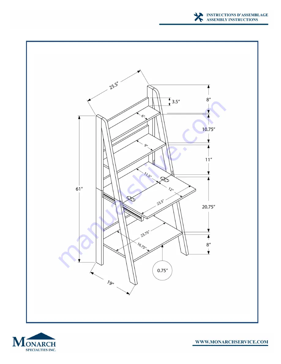 Monarch Specialties I 7042 Assembly Instructions Manual Download Page 18