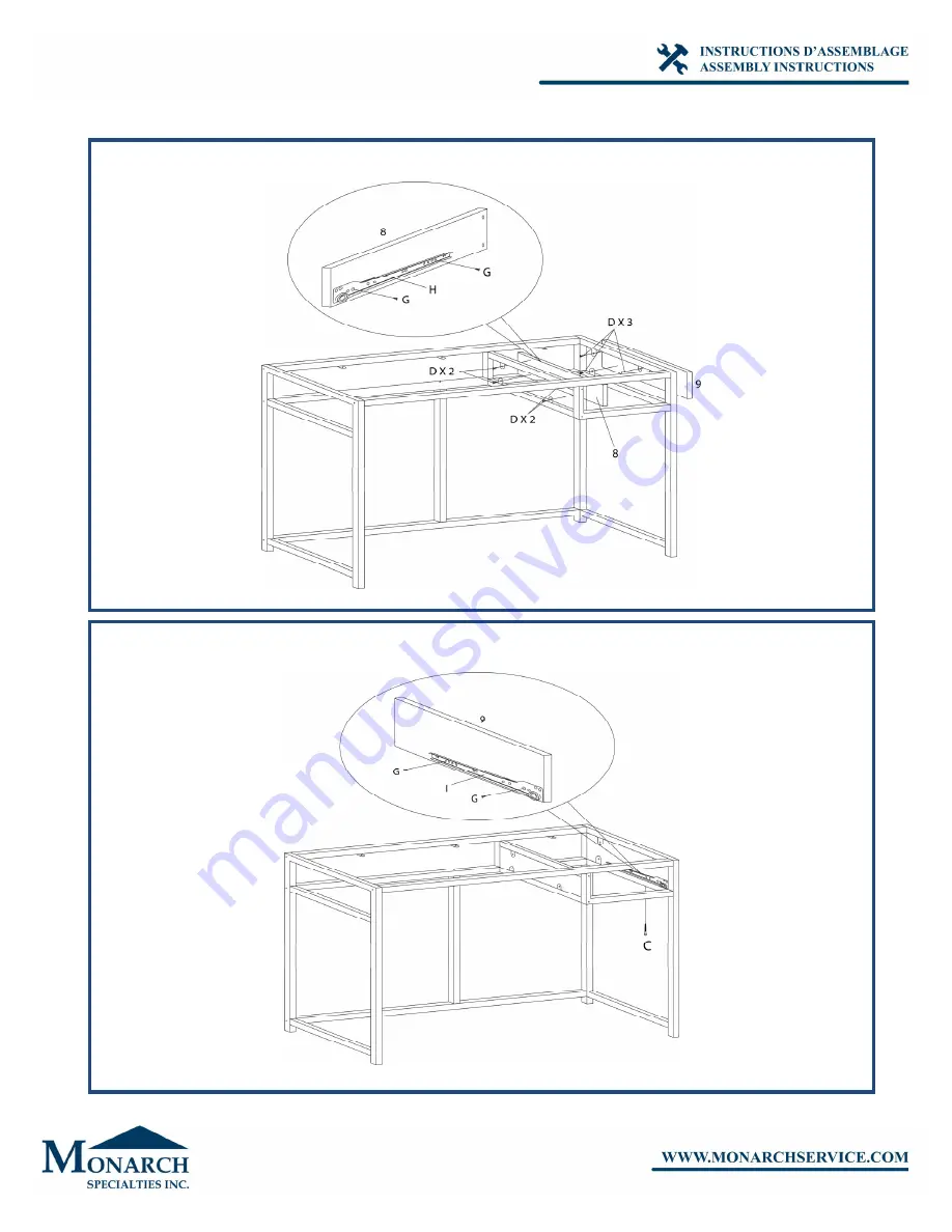 Monarch Specialties I 7223 Assembly Instructions Manual Download Page 9