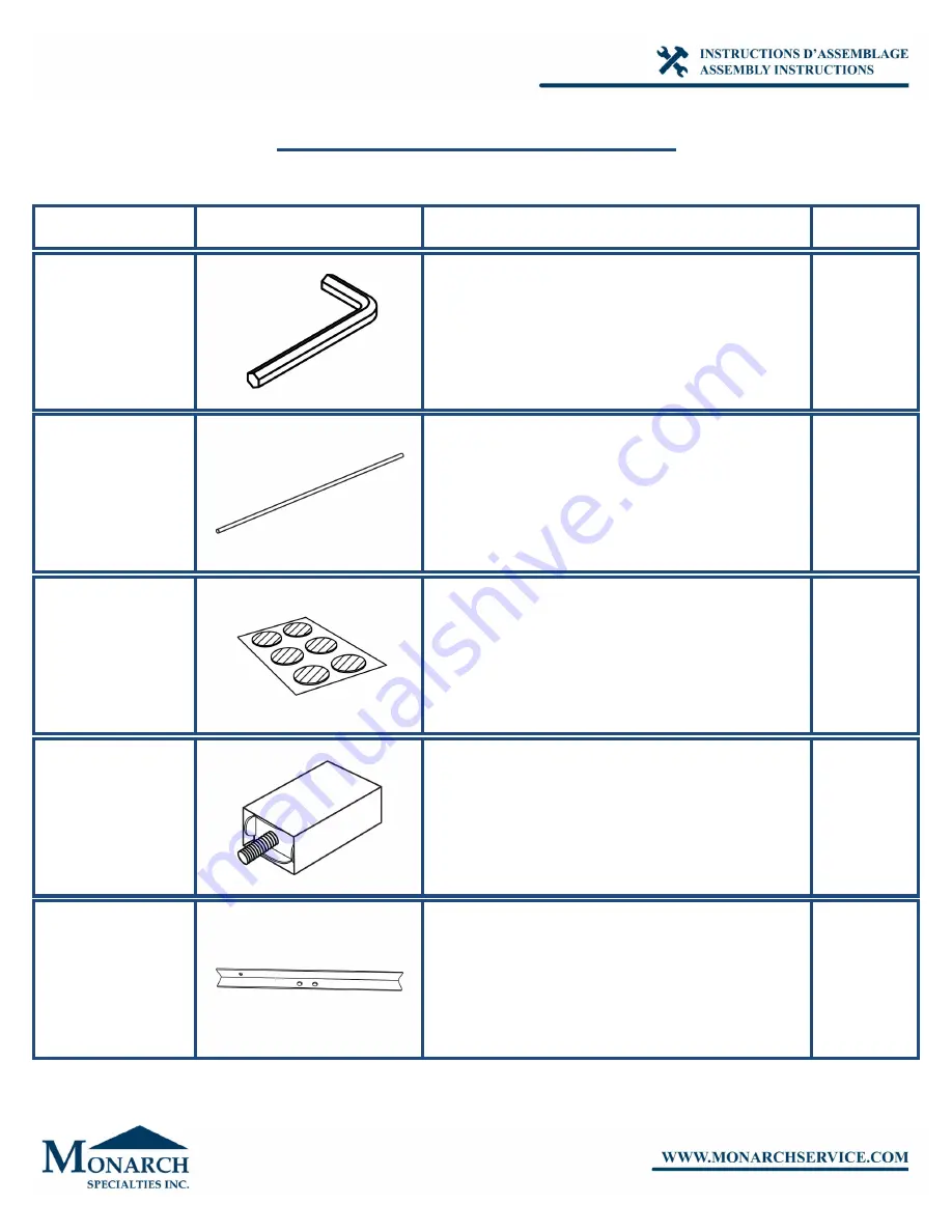 Monarch Specialties I 7305 Assembly Instructions Manual Download Page 10