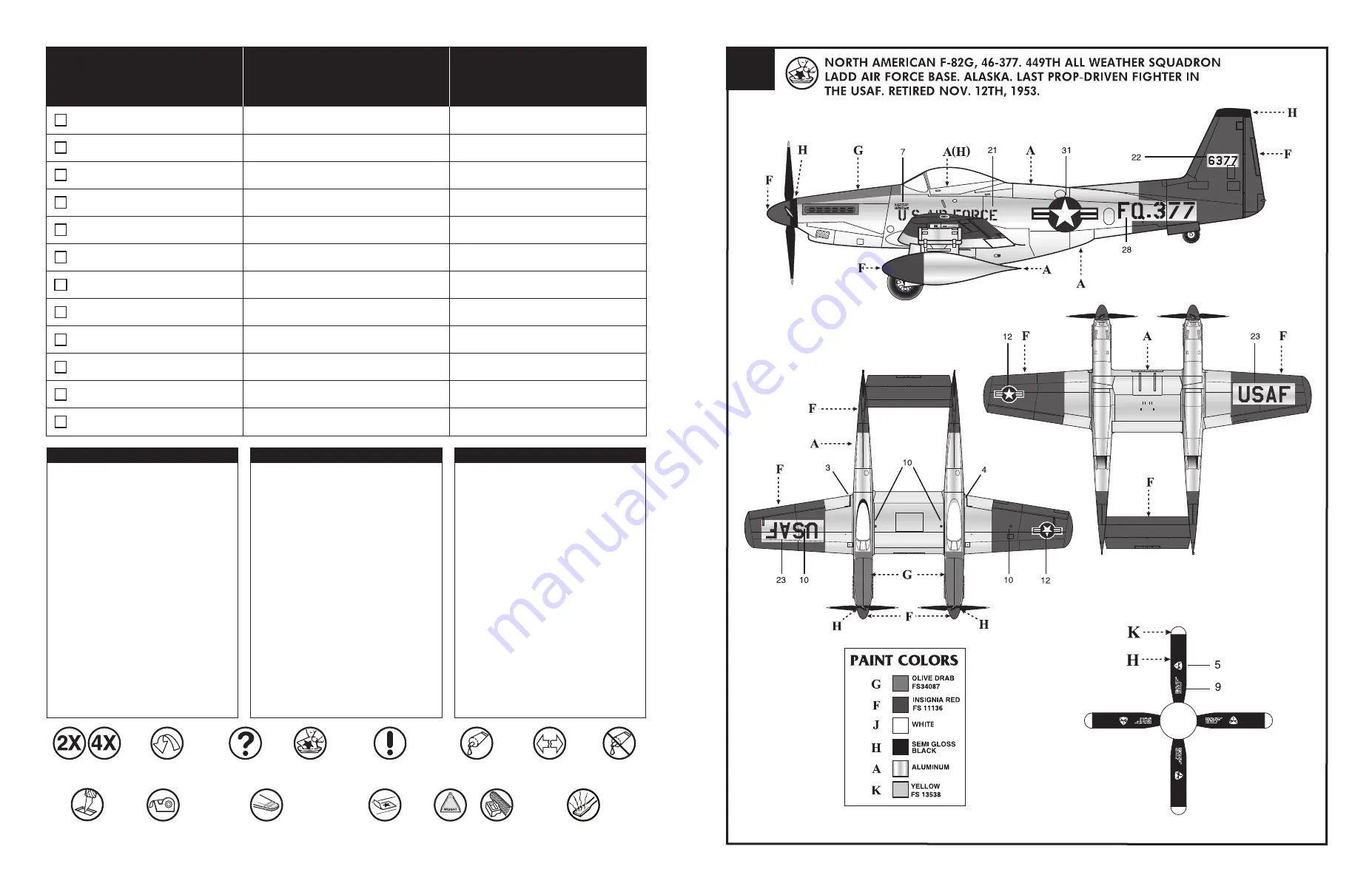 Monogram Twin Mustang F-82G Manual Download Page 11