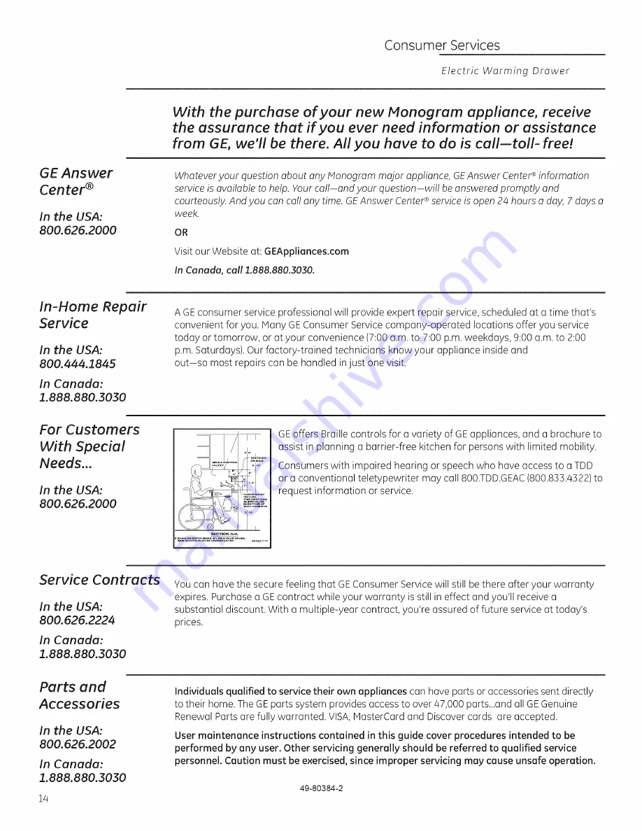 Monogram ZKD910SF6SS Owner'S Manual Download Page 14