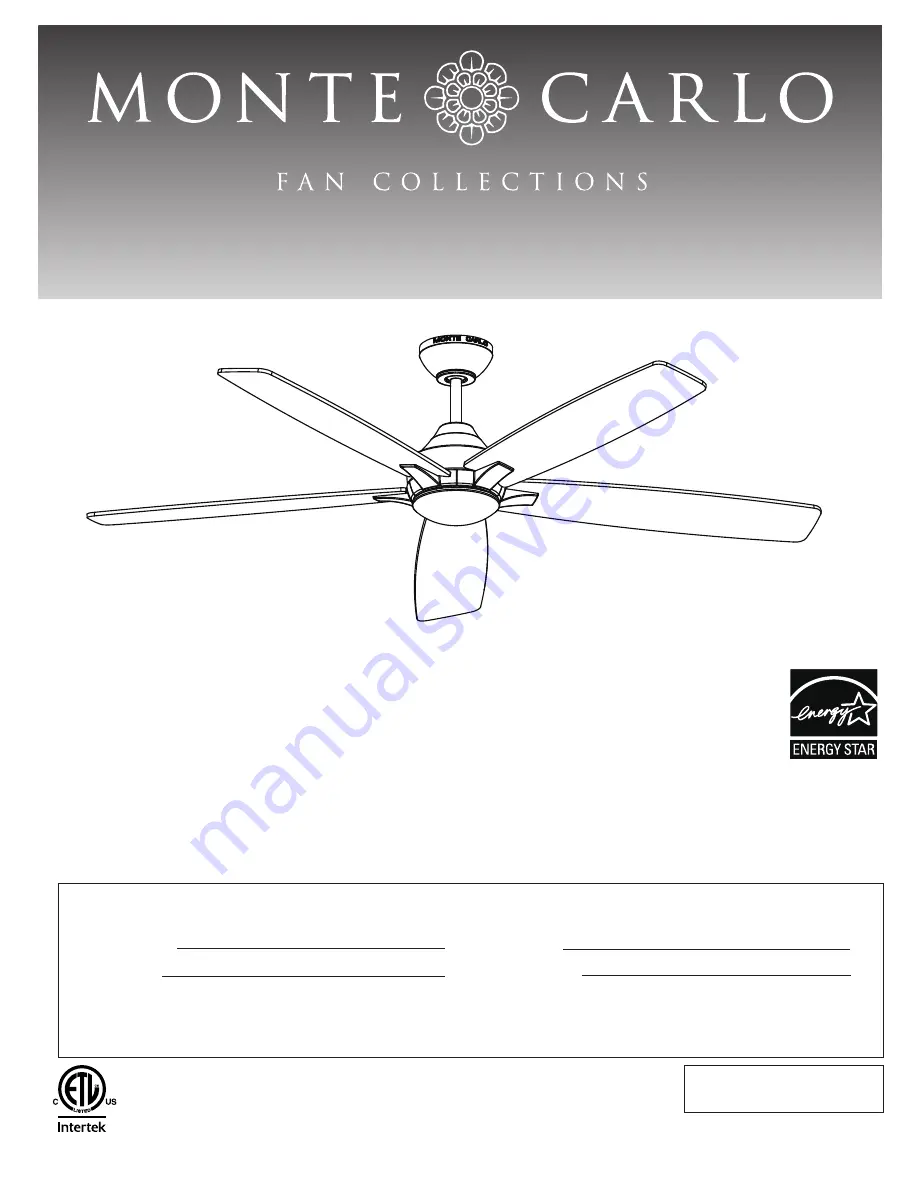 Monte Carlo Fan Company 5LWDSM60 D Series Скачать руководство пользователя страница 1