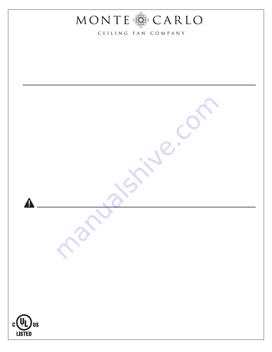 Monte Carlo Fan Company MCRC1 series Installation And Operation Instruction Manual Download Page 1