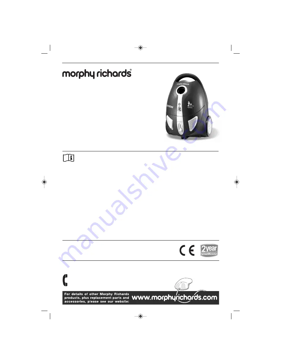 Morphy Richards Bagged cylinder Vacuum Instructions Manual Download Page 1