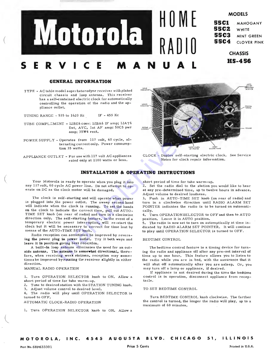 Motorola 55C1 Service Manual Download Page 1