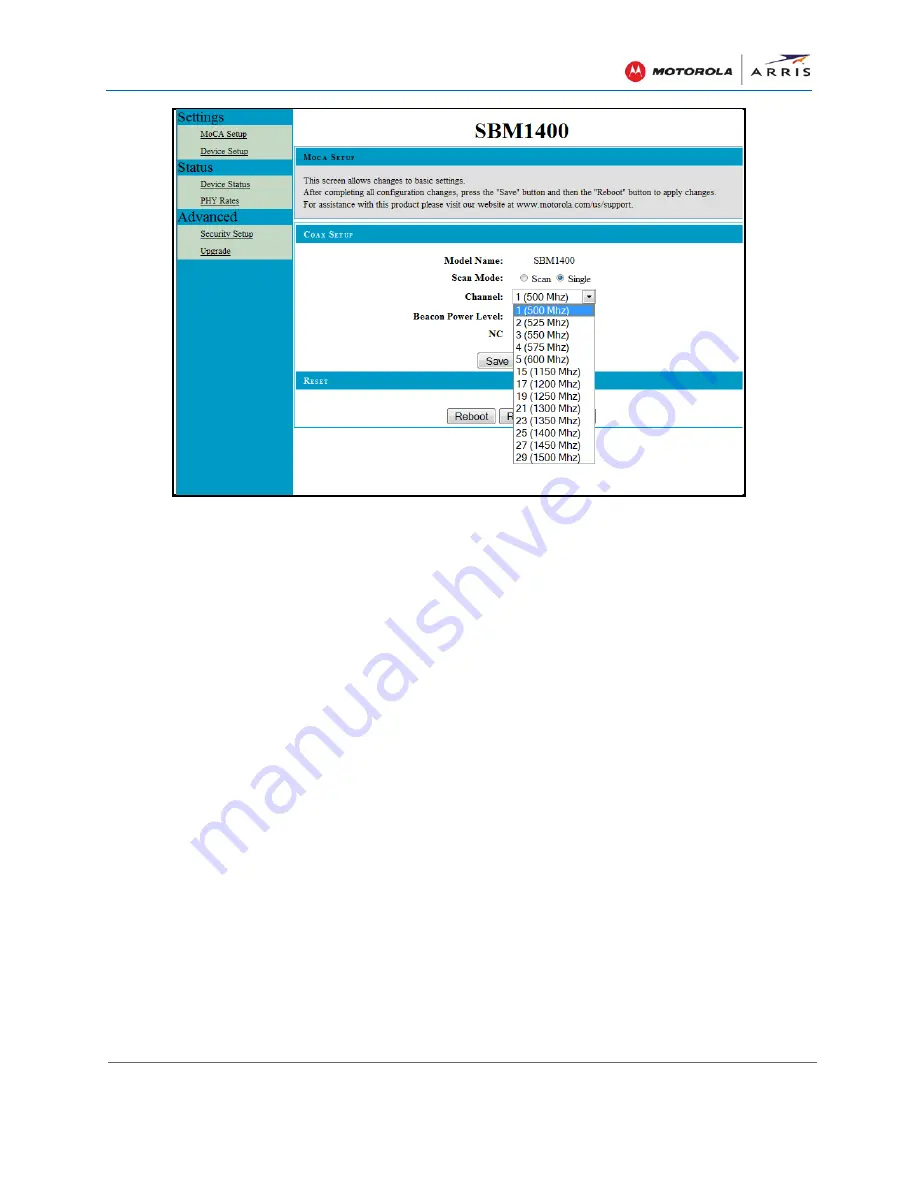 Motorola ARRIS SURFboard SBM1000 Series User Manual Download Page 64