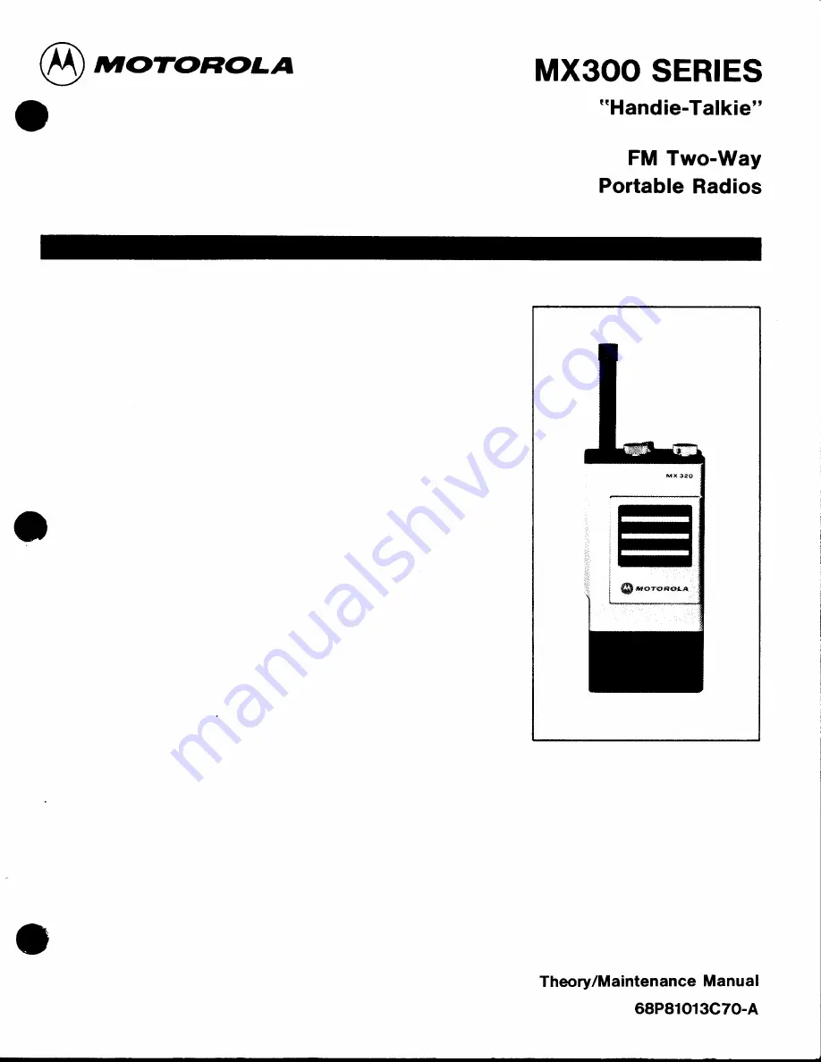 Motorola MX300 series Maintenance Manual Download Page 1