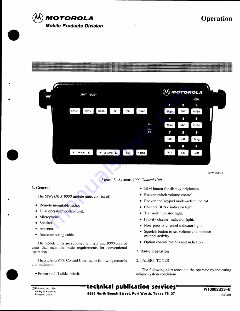 Motorola Syntor X9000 Instruction Manual Download Page 16