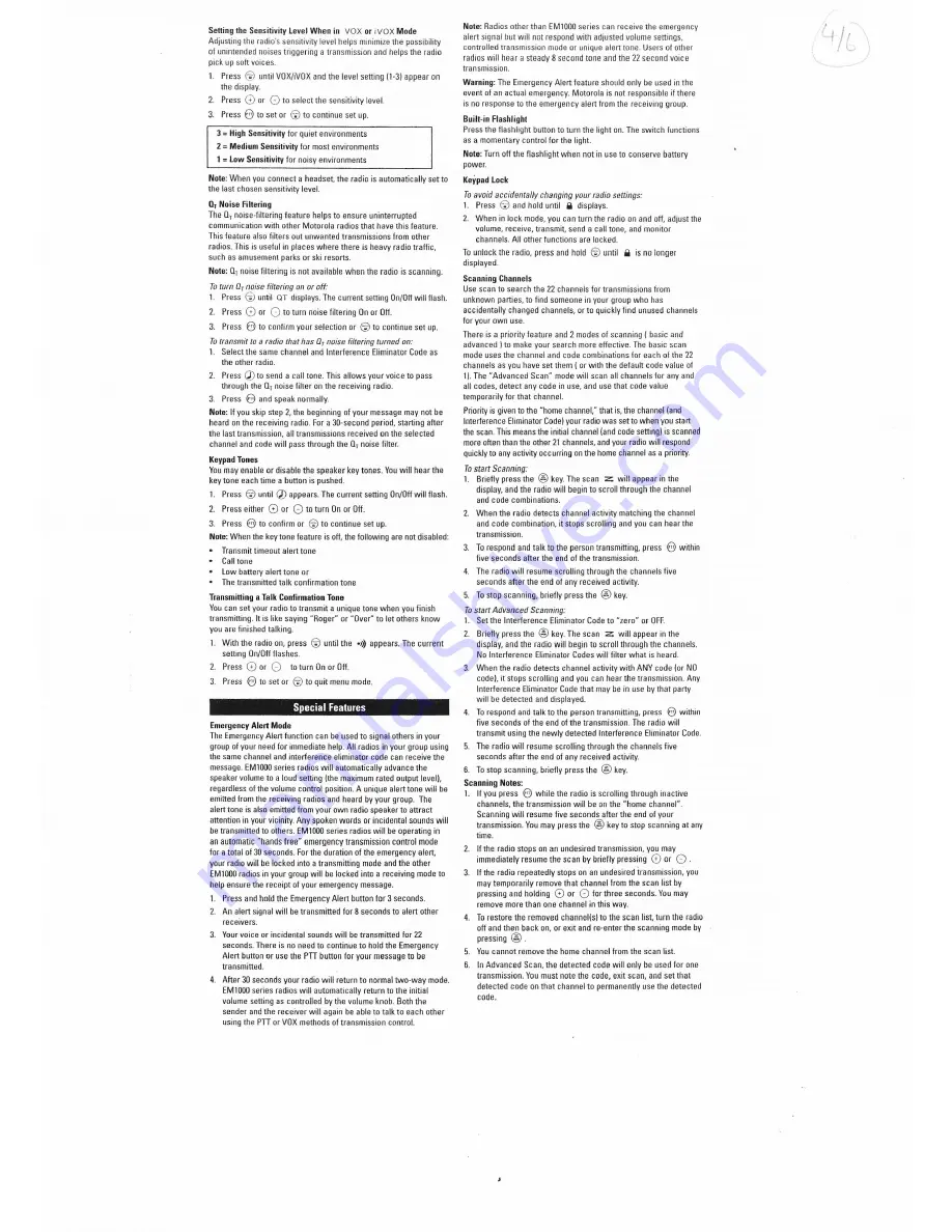 Motorola Talkabout EM1000 Series User Manual Download Page 4