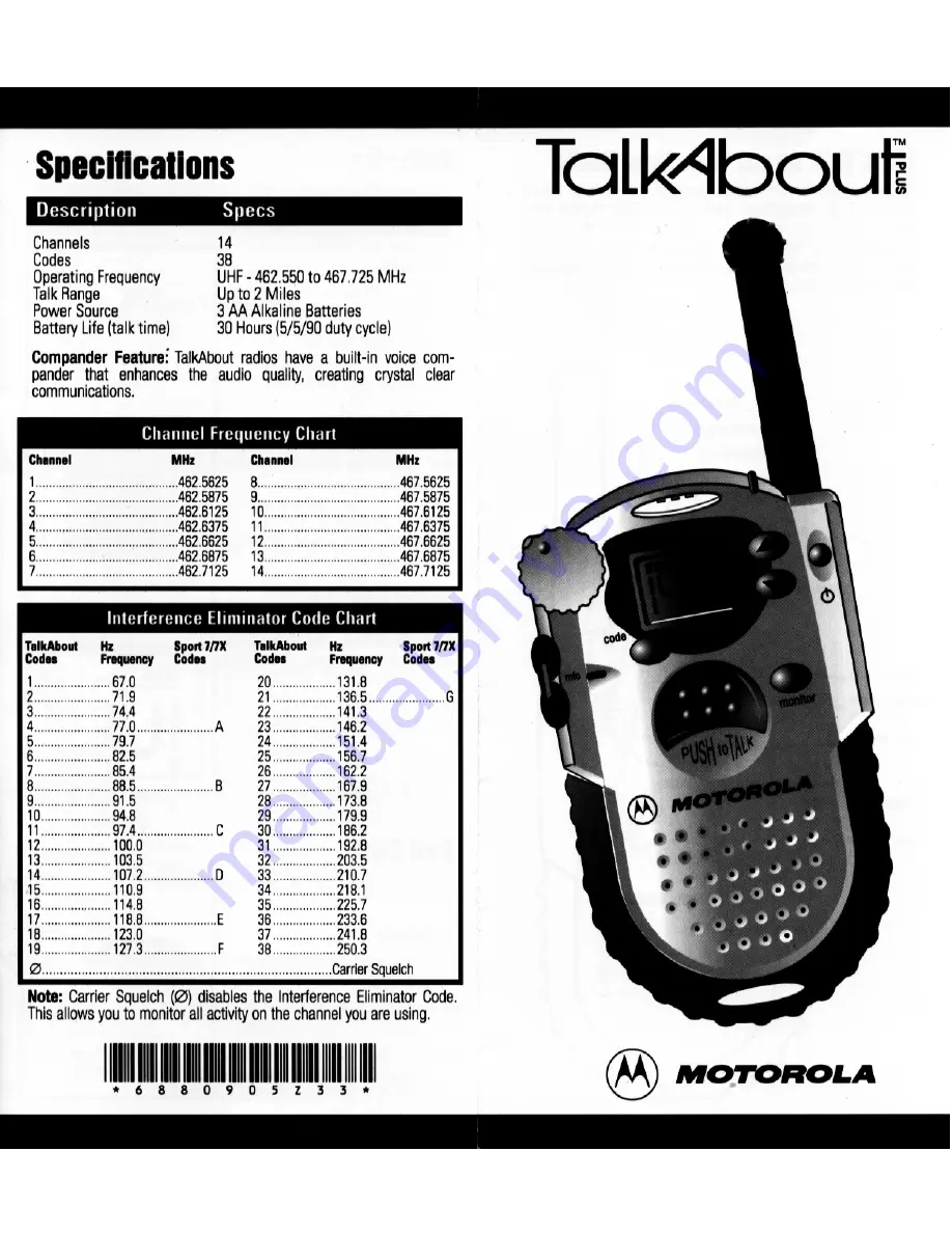 Motorola TalkAbout Plus Manual Download Page 1