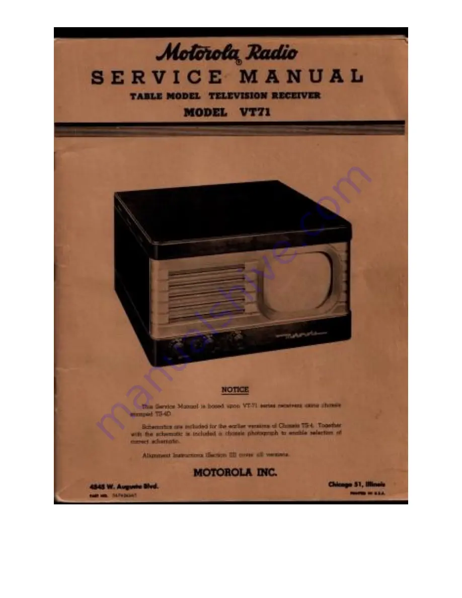 Motorola VT71 Service Manual Download Page 1