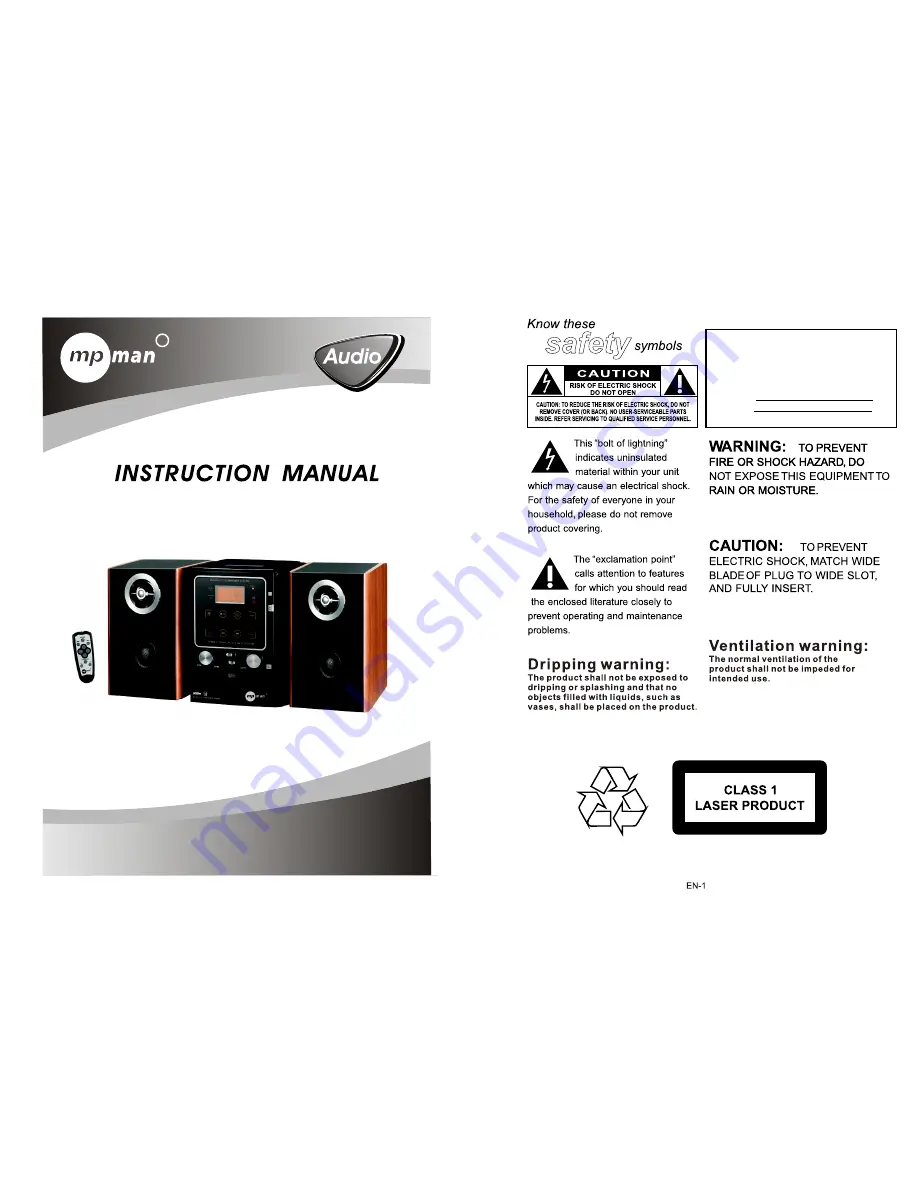 MPMan XRM-15 Instruction Manual Download Page 1