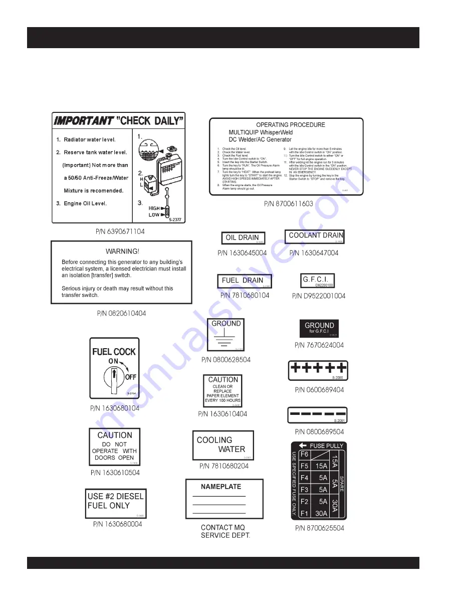 MQ Power WHISPERWELD TLW-300SS Operating And Parts Manual Download Page 8