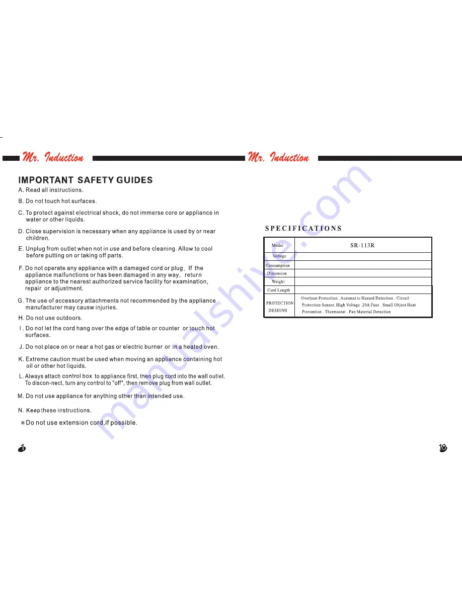 Mr. Induction sr-113r Скачать руководство пользователя страница 2