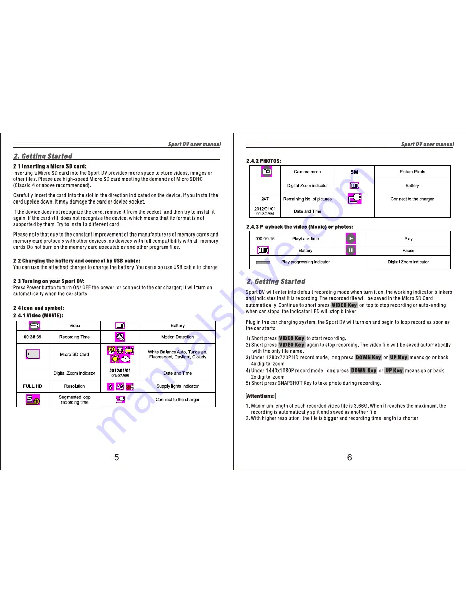 MSI SDV-100 Sport DV Operating Manual Download Page 4