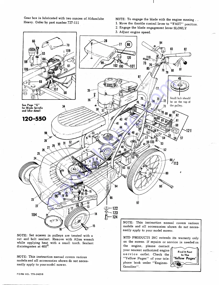 MTD 120-550 Owner'S Manual Download Page 2