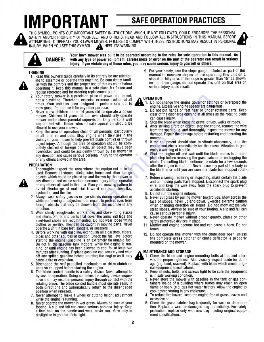 MTD 122-460R000 Owner'S Manual Download Page 2