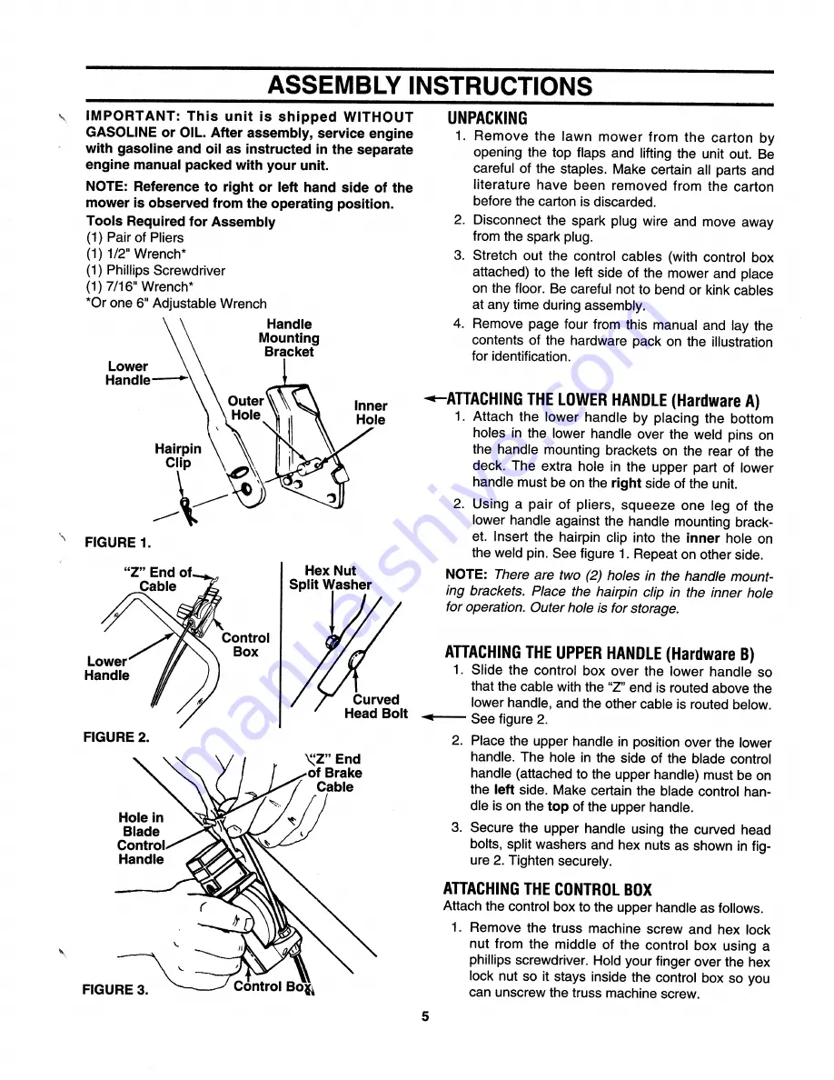 MTD 122-460R000 Owner'S Manual Download Page 5