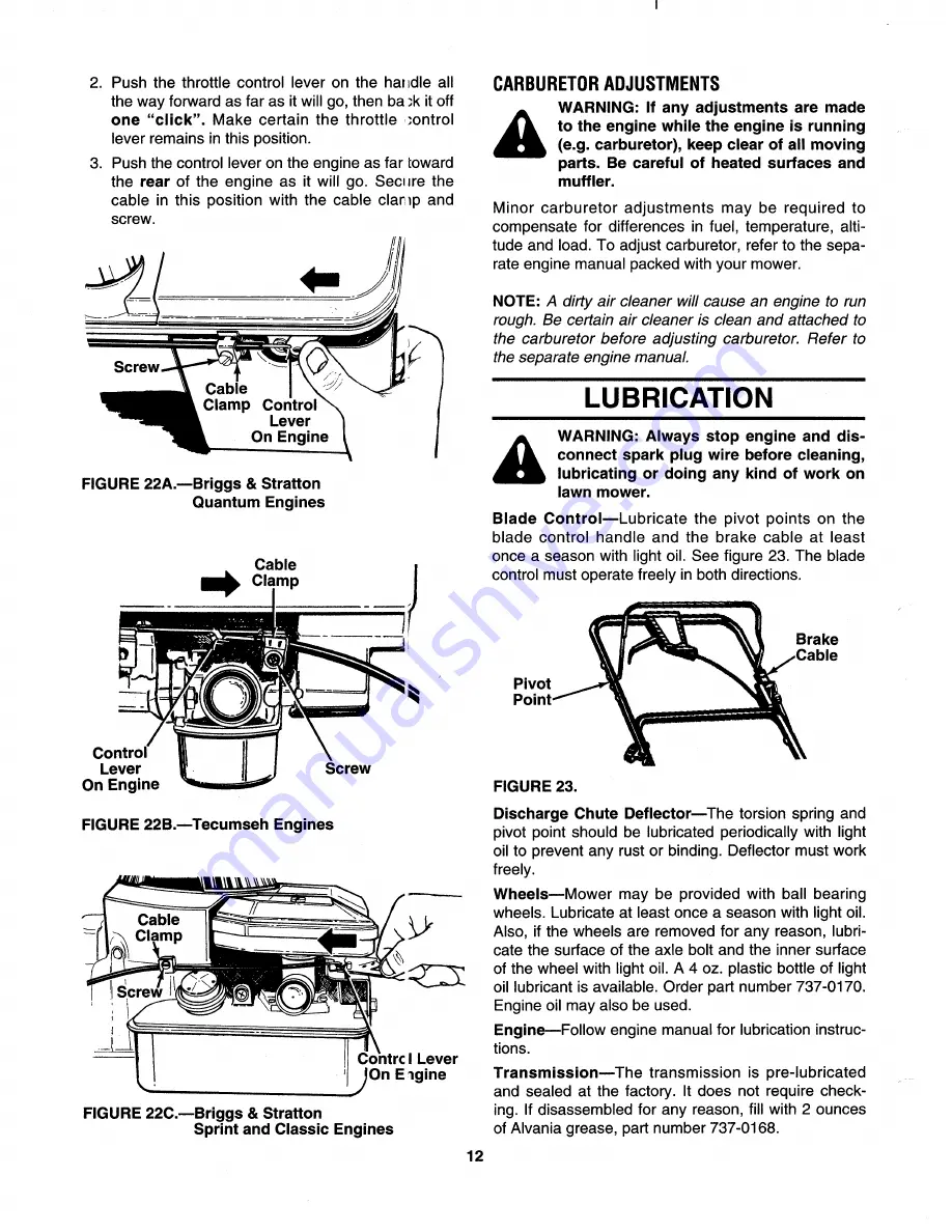 MTD 122-460R000 Owner'S Manual Download Page 12