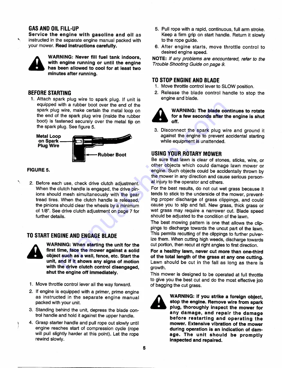 MTD 123-260A000 Owner'S Manual Download Page 5