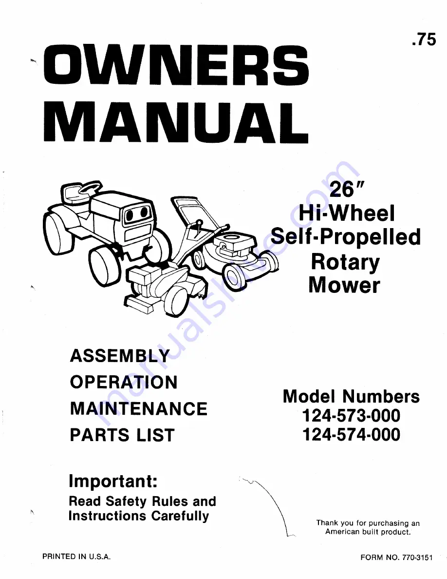 MTD 124-573-000 Owner'S Manual Download Page 1