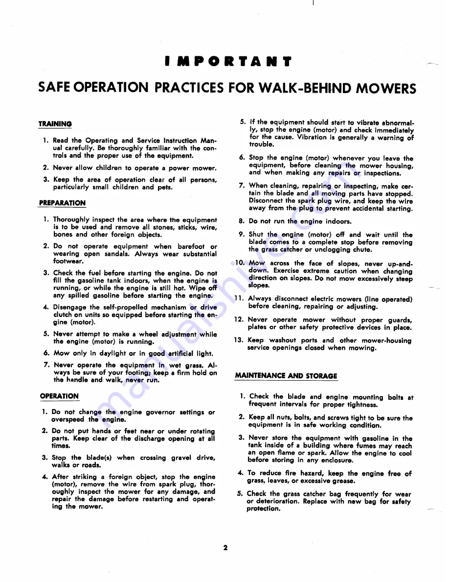 MTD 124-690A Owner'S Operating Service Instruction Manual Download Page 2