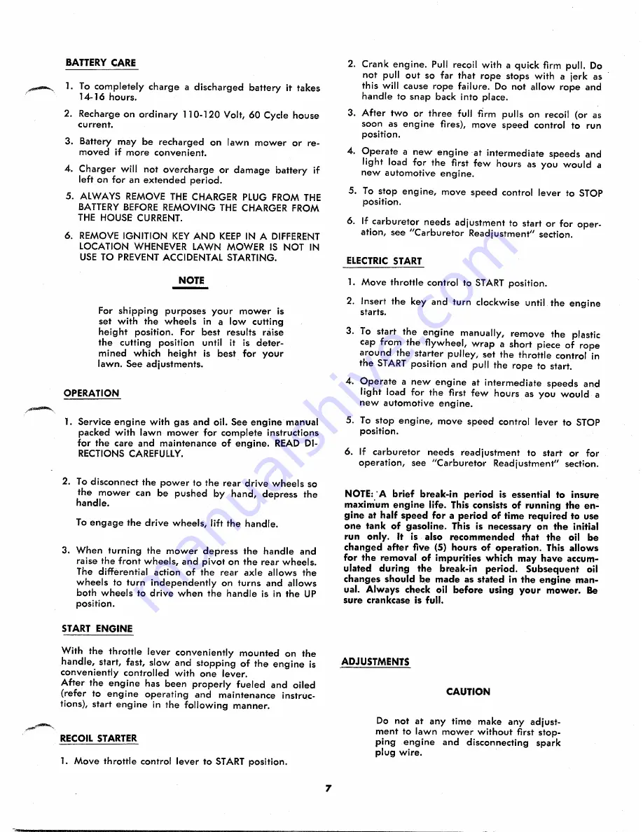 MTD 124-690A Owner'S Operating Service Instruction Manual Download Page 7