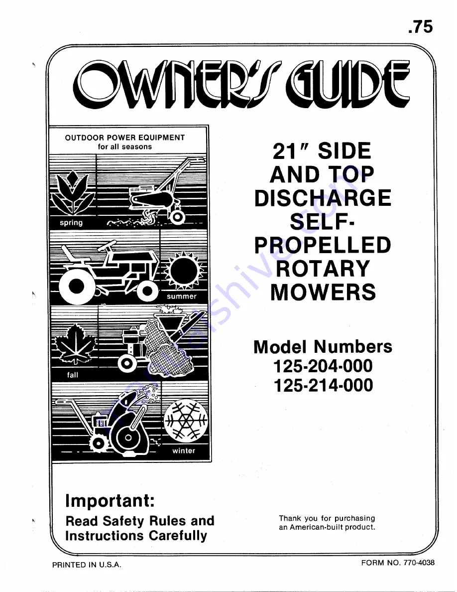 MTD 125-204-000 Owner'S Manual Download Page 1