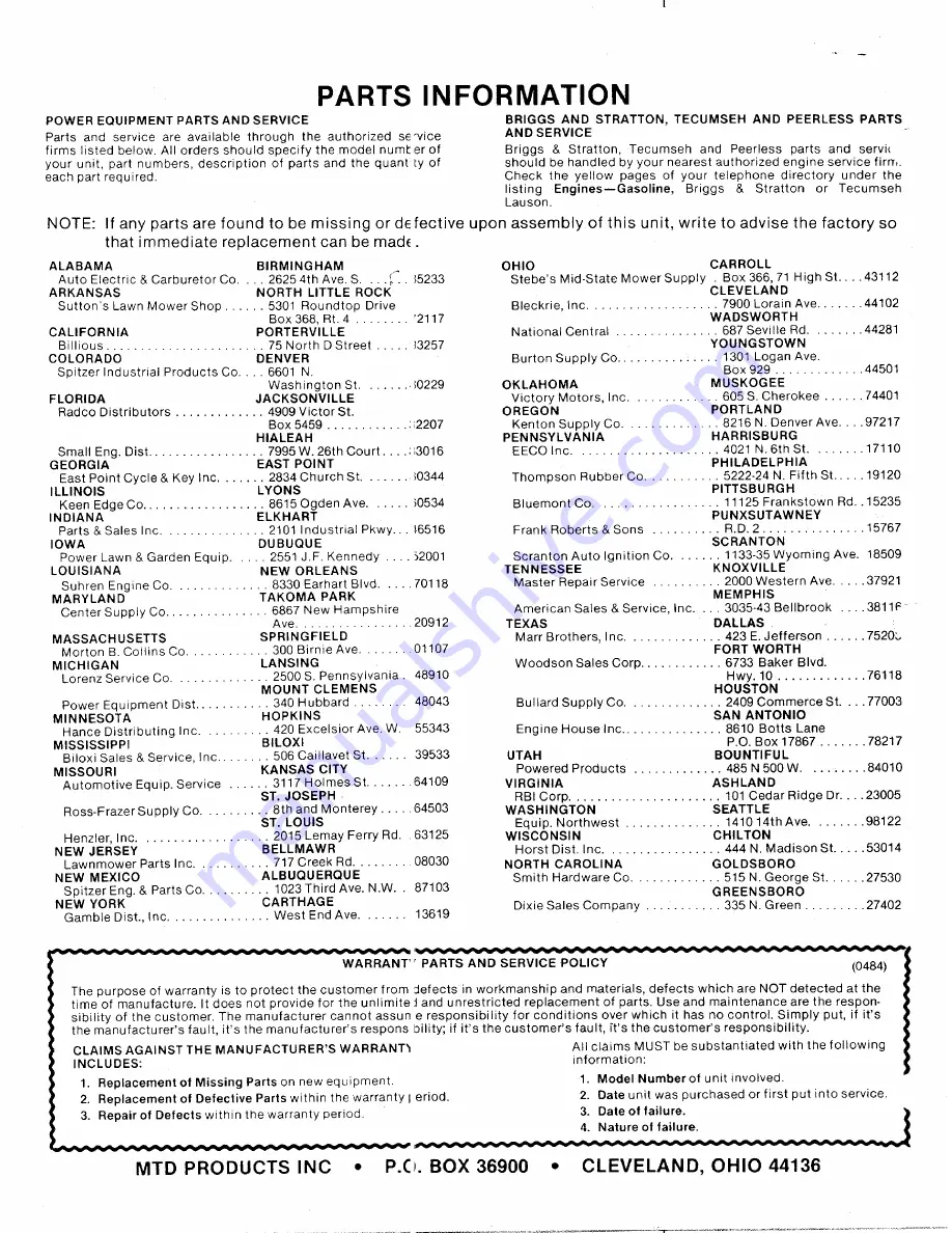 MTD 125-260-000 Owner'S Manual Download Page 20