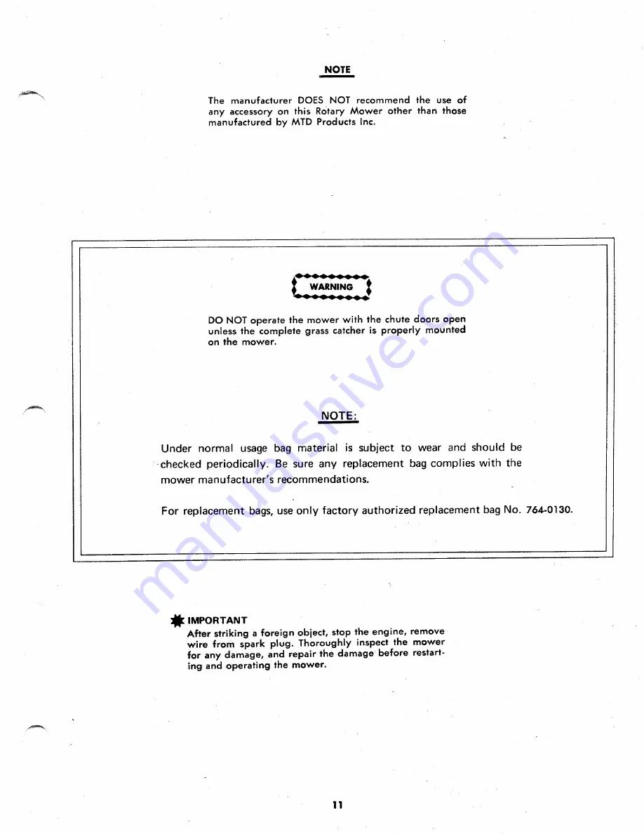 MTD 125-350A Owner'S Operating Service Instruction Manual Download Page 11