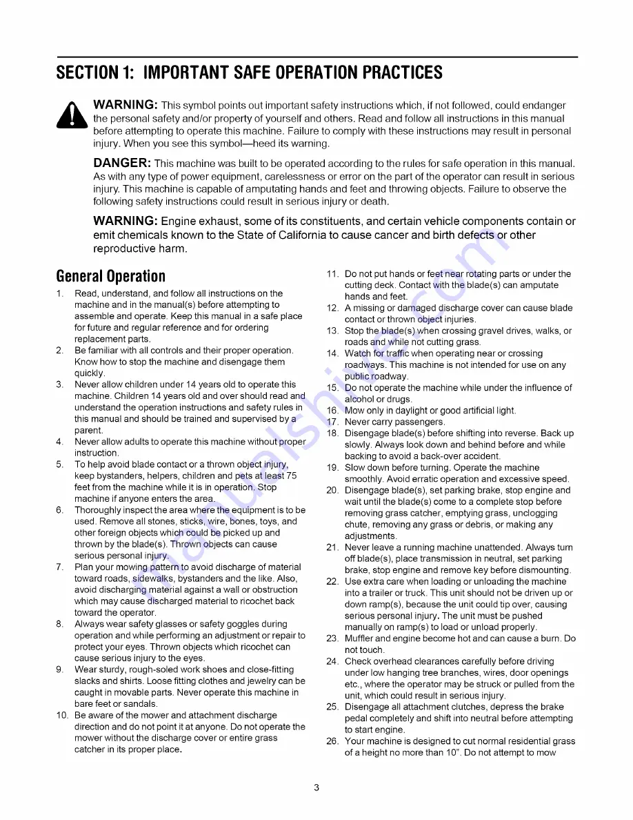 MTD 808H Series Operator'S Manual Download Page 3