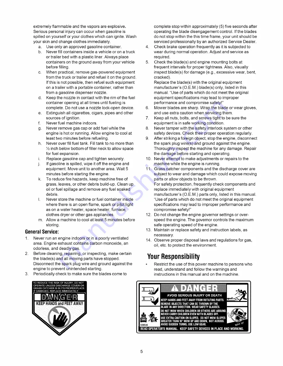 MTD 808H Series Operator'S Manual Download Page 5