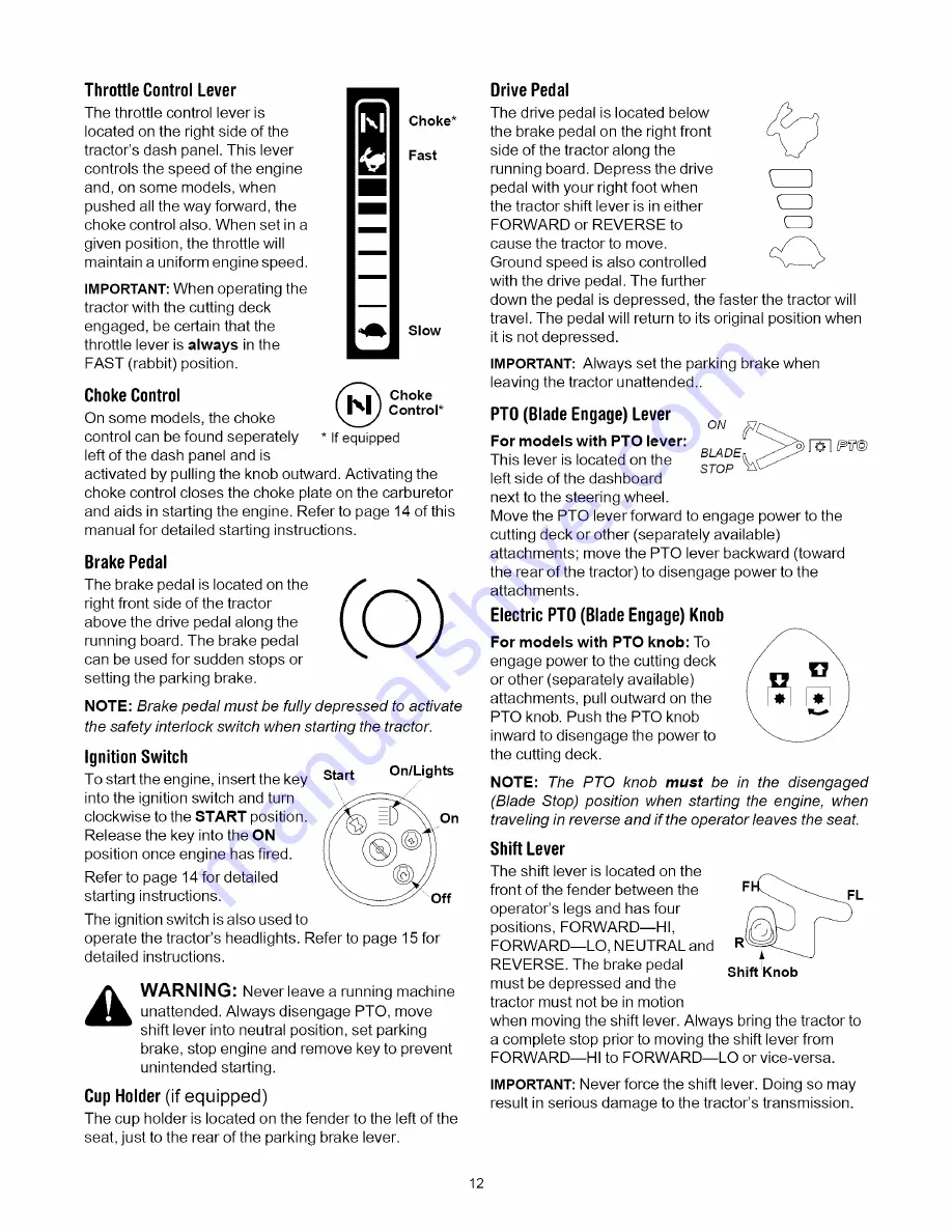 MTD 808H Series Operator'S Manual Download Page 12