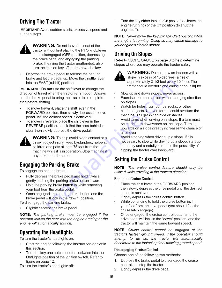 MTD 808H Series Operator'S Manual Download Page 15