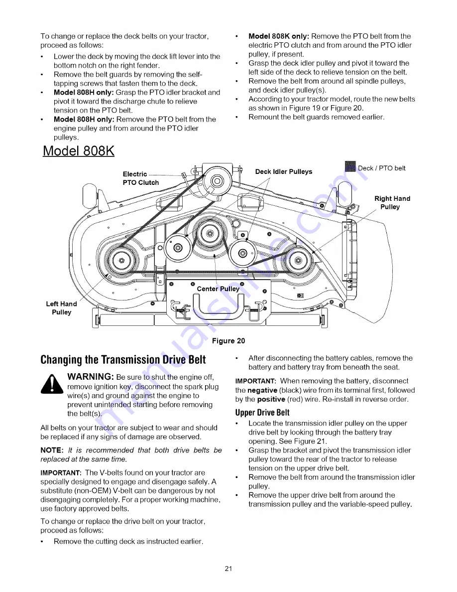 MTD 808H Series Operator'S Manual Download Page 21