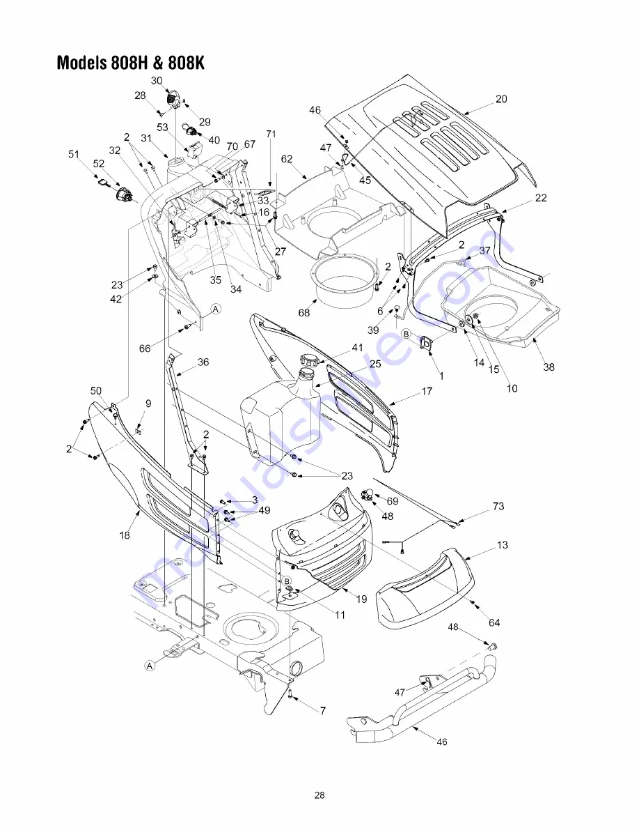 MTD 808H Series Operator'S Manual Download Page 28