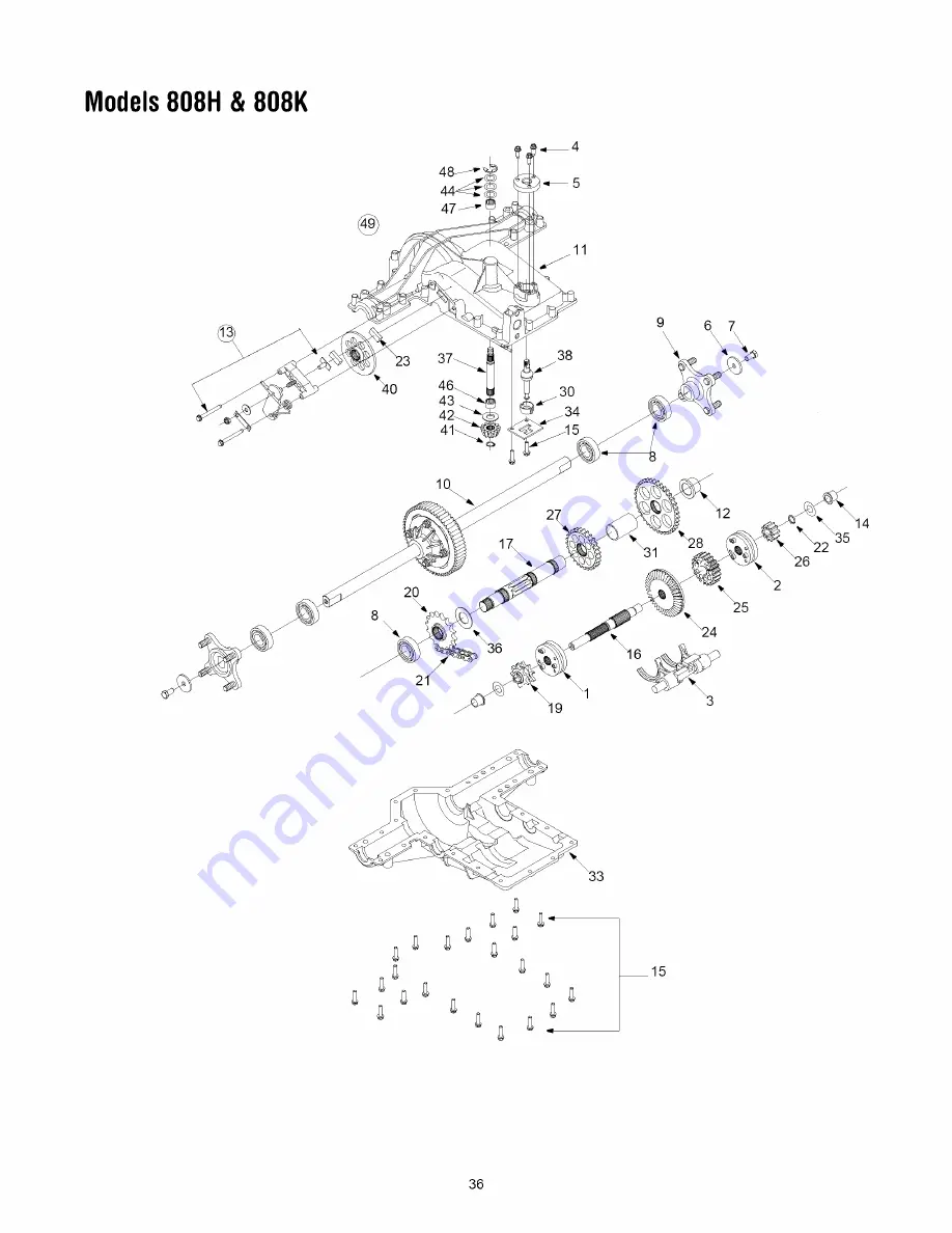 MTD 808H Series Operator'S Manual Download Page 36