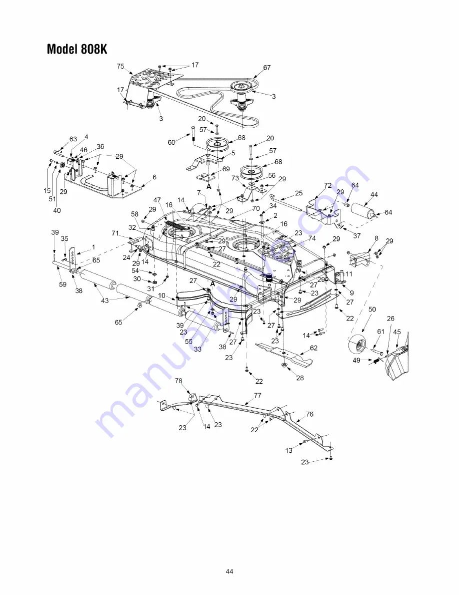 MTD 808H Series Operator'S Manual Download Page 44