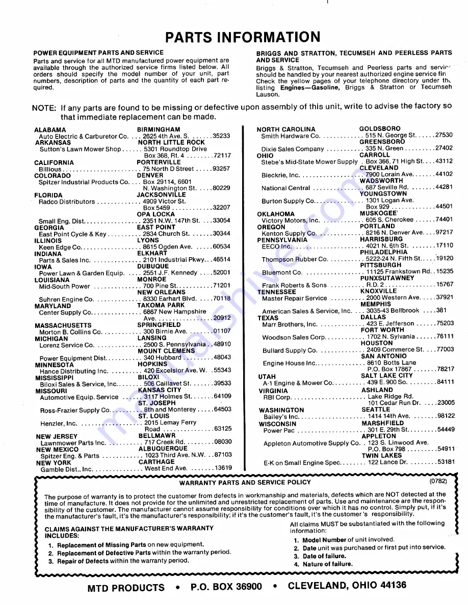 MTD 82-0632 Owner'S Manual Download Page 23